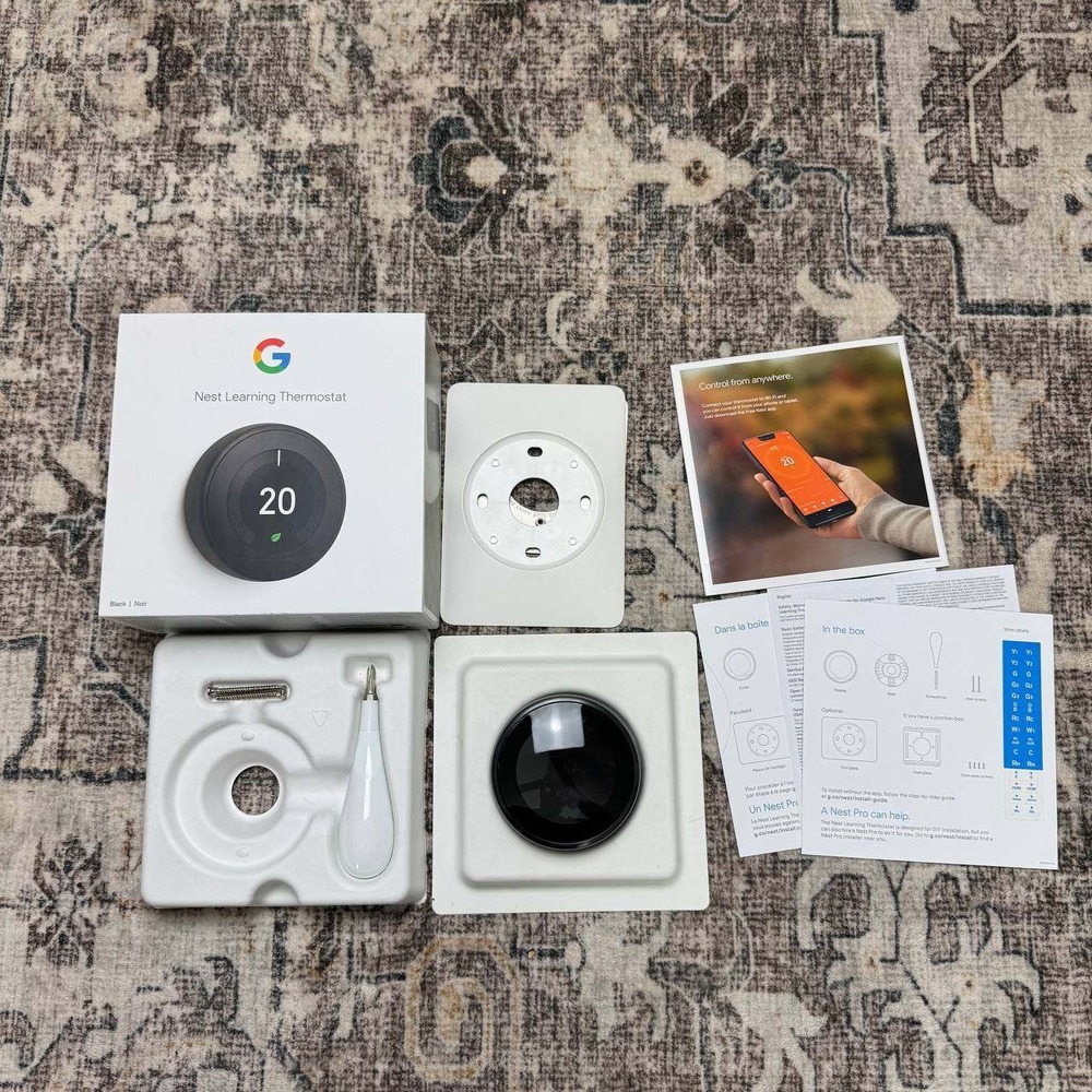 Google Nest Learning Thermostat 3rd Gen Black Smart Home A0013